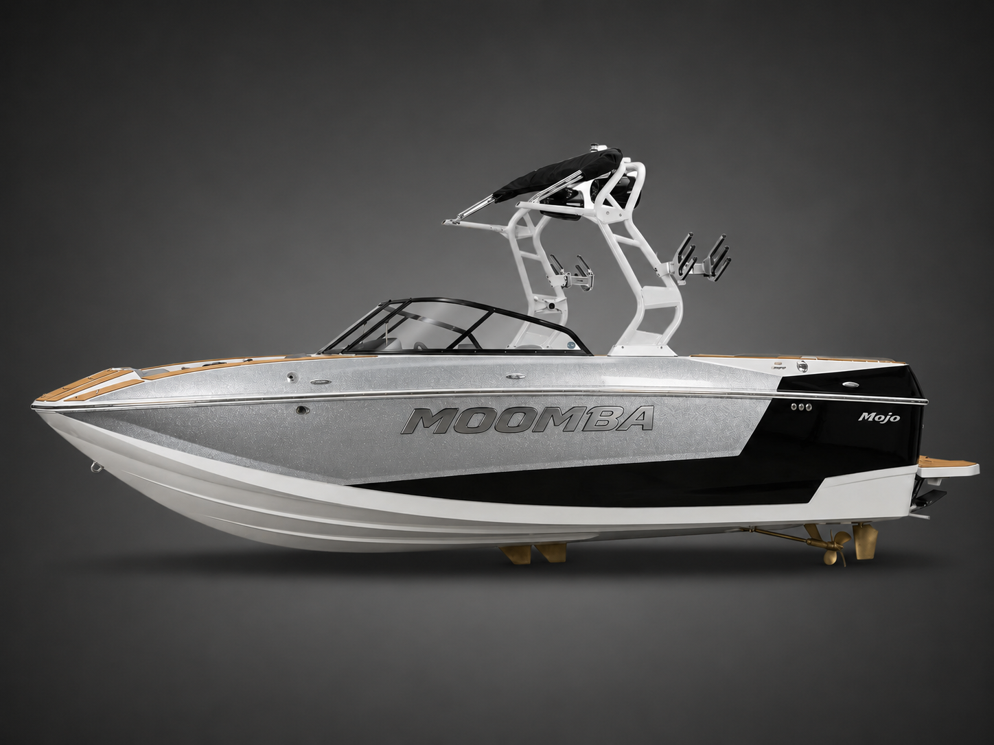The same Moomba Mojo after DealerEdge image enhancement — studio quality, boat unchanged